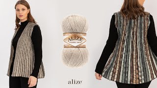 Alize Angora Gold Ile Tığ İşi Yelpaze Yelek