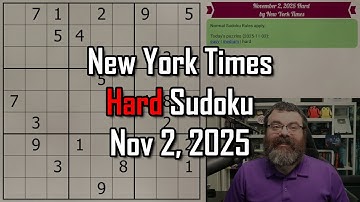 NYT Hard Sudoku Walkthrough | Nov 2, 2025