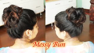 Easy messy hair bun tutorial / मेसी जूड़ा बनाने का ये भी है तरीका
