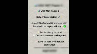 UGC NET June 2024 | Data Interpretation Question with Answers &amp; Explanations | Handwritten Notes