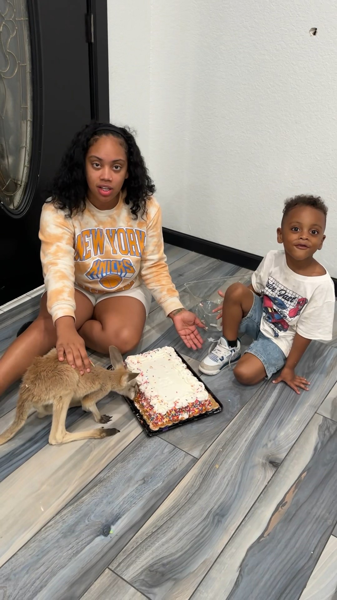 Dad gets mad at mom for feeding kangaroo birthday cake #shorts