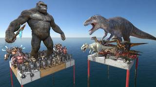 Mutant Primates Army + Kong Falling and Fight Titan Dinosaurs Team - ARBS