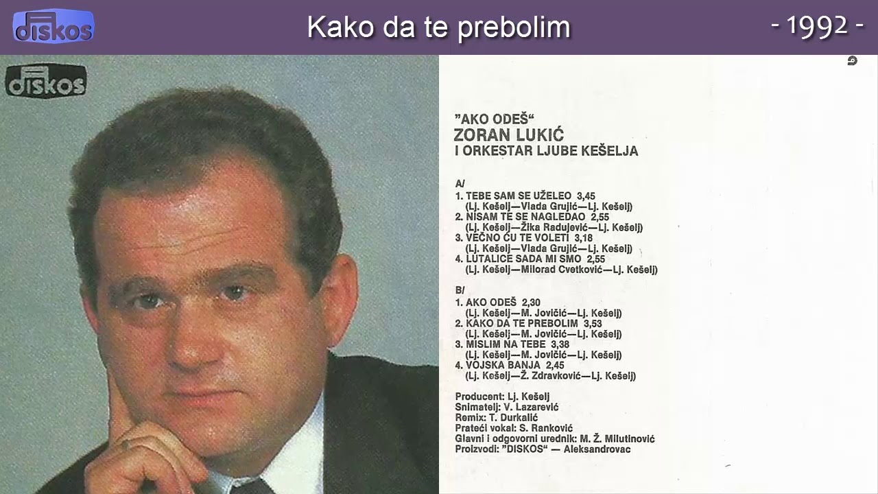 Zoran Lukic - Kako da te prebolim - (Audio 1992)
