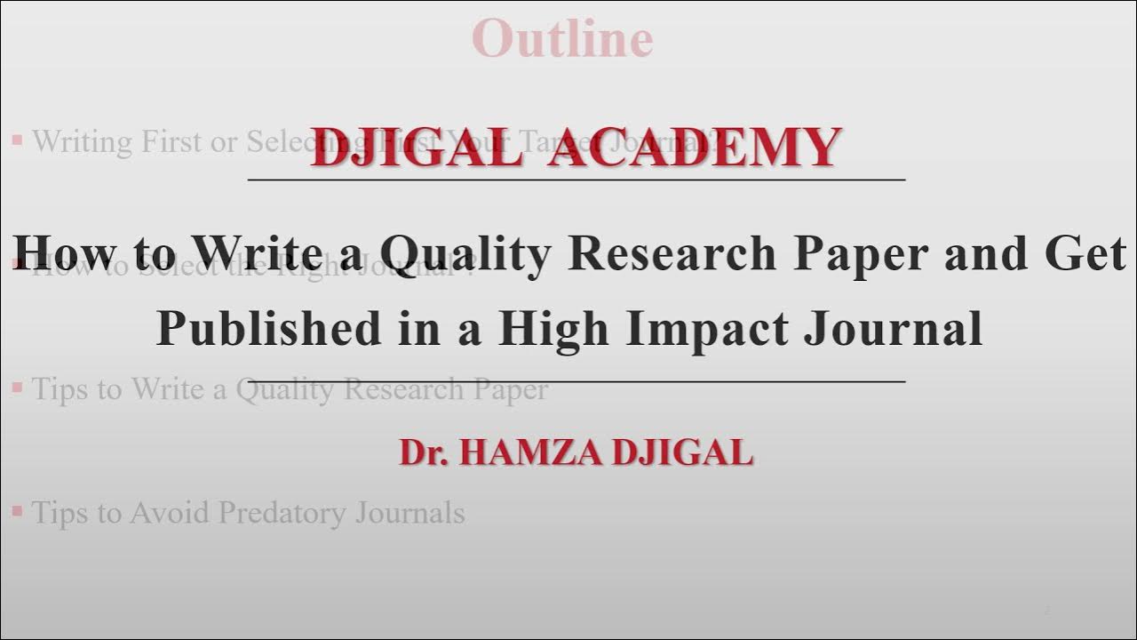 How to Write a Quality Research Paper and Get Published in a High