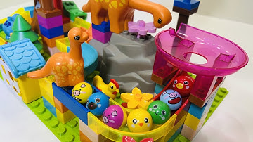 Satisfying Marble Run ASMR ☆ Building Blocks Lego, Dinosaur, Big and Small Brachiosaurus Course
