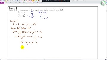 KSSM Form 4 Add Maths 3.1 System of Linear Equations in Three Variables (Substitution method)