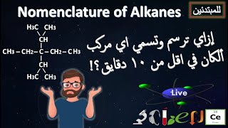 ازاي ترسم وتسمي أي مركب ألكان - Nomenclature of alkanes - IUPAC and Common