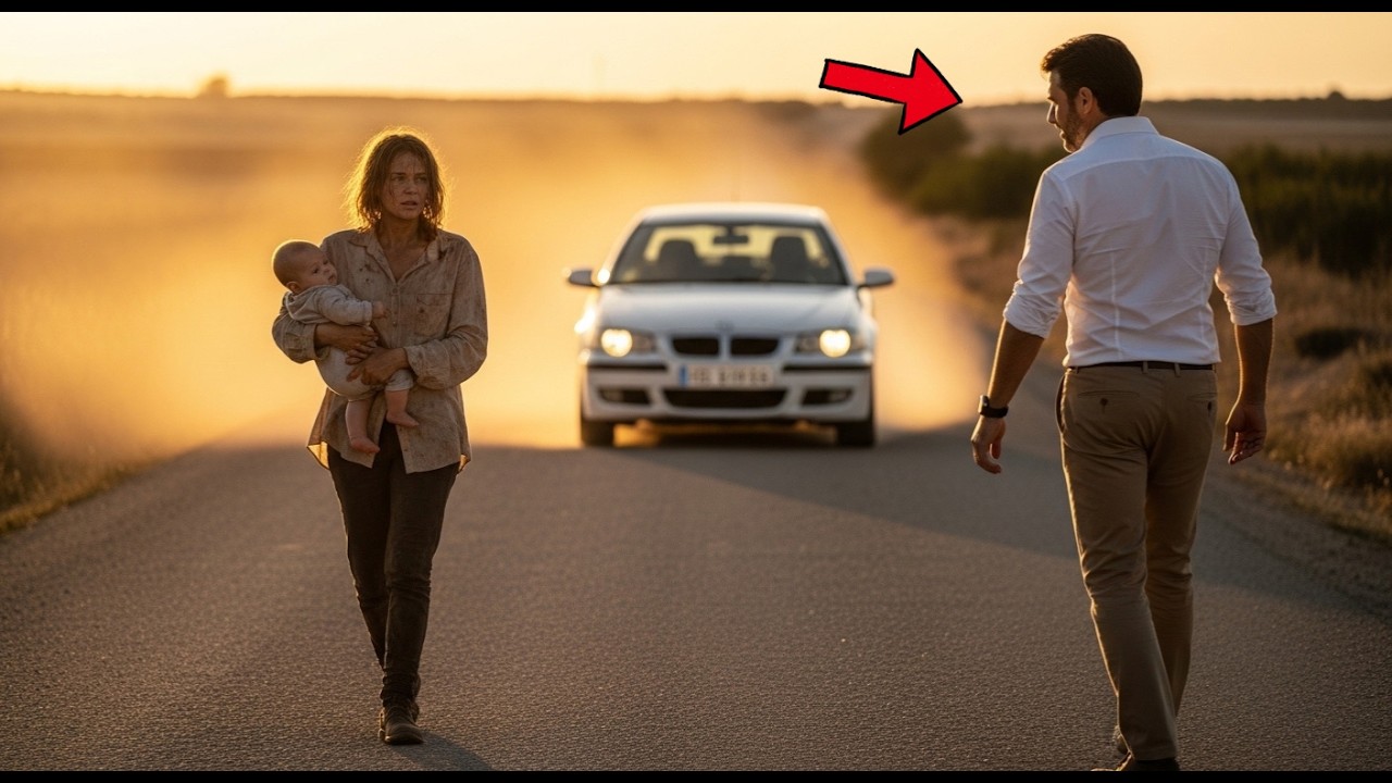 Mujer con un bebé queda abandonada en una carretera rural… hasta que un millonario decide intervenir