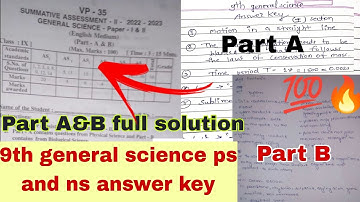 💯Answer key 9th General Science ps ns sa2 question paper 2023 answer key🔥ap 9th ps ns question🔑