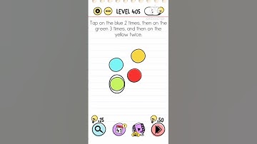 BRAIN TEST LEVEL 405 Tap on the blue 2 times.then on the green 3 times, and then on the yellow twice