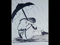 Solitude in the rain:Chained heart beneath the umbrella||step by step| 💔💔@drawingdreams37