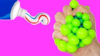 كرة الاسترخاء مصنوعة من معجون الاسنان || طريقة بسيطة [2]