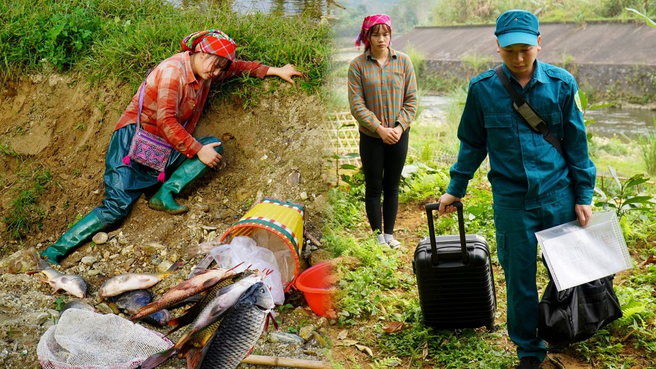 17-year-old single mother catches giant fish in the deep forest. Goodbye to the kind police officer