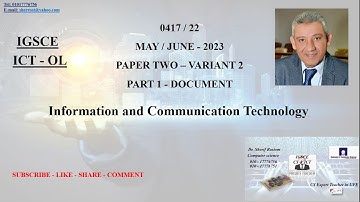 1 - IGCSE - ICT -OL- MAY / JUNE 2023 - PAPER 2 -VARIANT 2 - PART 1 -WORD DOCUMENT [ENGLISH EDITION]
