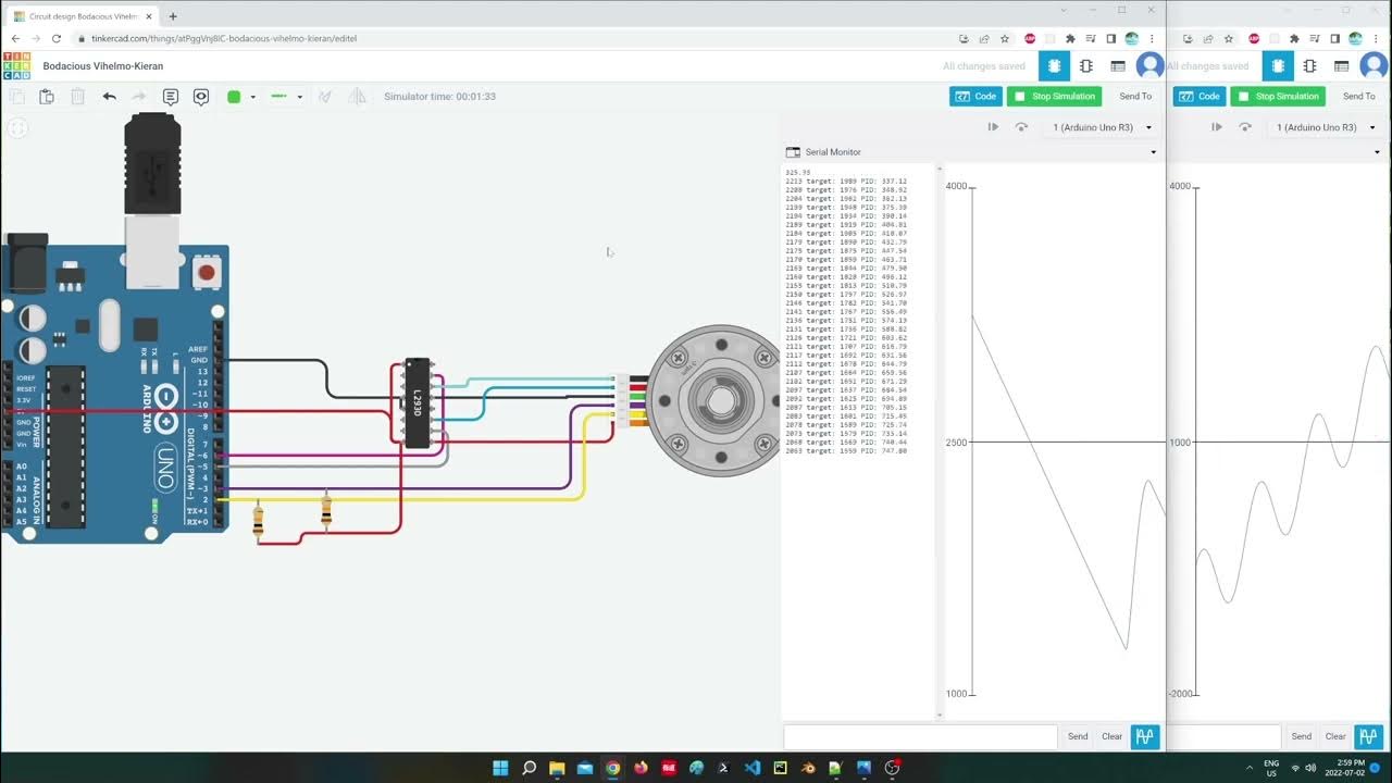 tinkercad dc motor with encoder + PID control - YouTube