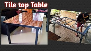 table tile top making/ DIY dining table tile top