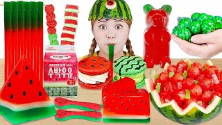 MUKBANG WATERMELON DESSERT ICE CREAM MACARONS EATING by HIU 하이유