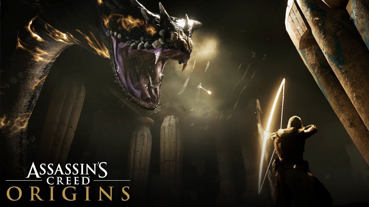 Assassin's Creed:Origins- Killing The Giant Snake Boss Fight
