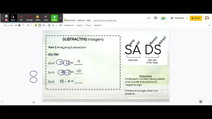 Subtracting Integers (without KCC) - Google Slides