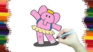 How To Draw Elly From Pocoyo With Ballerina Costume Step By Step