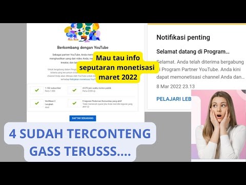 Info monetisasi youtube maret 2022|| tutorial daftar monet dan info adsense