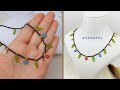 Çok Zarif! Çiçekli kolye yapımı. Very elegant!  Flower necklace making. #beading #tutorial