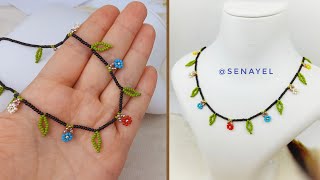 Çok Zarif! Çiçekli kolye yapımı. Very elegant!  Flower necklace making. #beading #tutorial