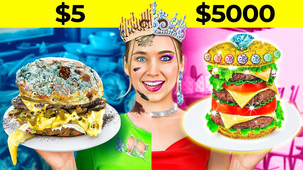 ⁣RICH VS BROKE COOKING CHALLENGE || Eating $ 10 000 Dessert! Expensive VS Cheap by 123GO! FOOD