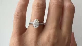 1.06 carat Elongated Oval Diamond Ring with Three Row Diamond Pavé Band - PIERRE - Style #3835