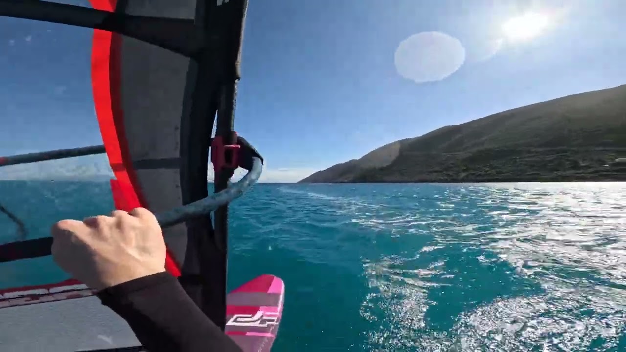 Windsurfing GoPro POV - Vasiliki 4.4 session 25 knots+