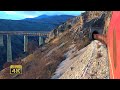 The Morača river canyon - Banker locomotive pushes freight train high into the Montenegrin mountains