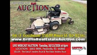 Grasshopper 725D ZTR Mower, 61, Dsl, 743-hrs (Lot #2 - 10/13/2026 Andres Live Webcast Auction)