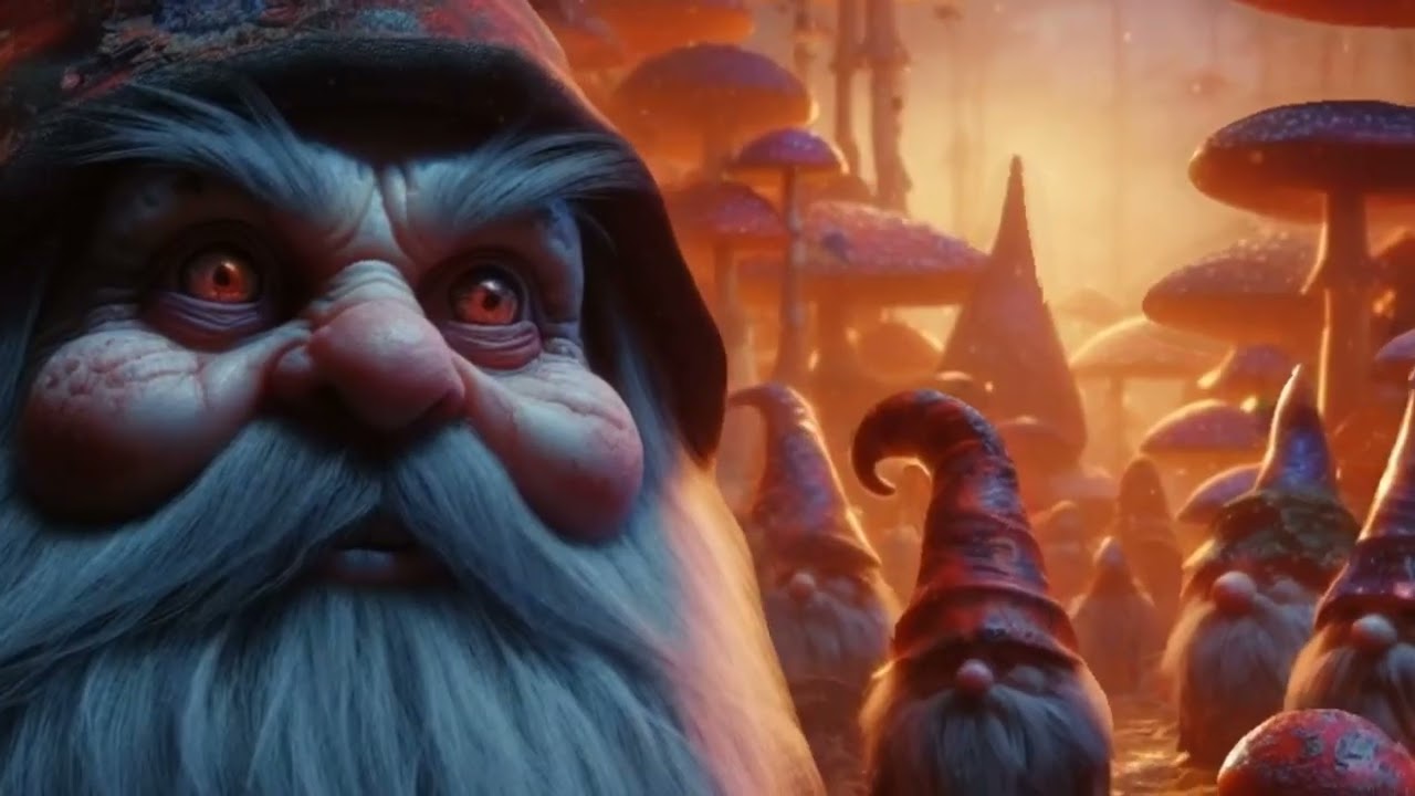 A.I image gnomes/wallpaper/psytrance / trance/psychedelic,/duendes, gnomes/party/dark (Visualizer)