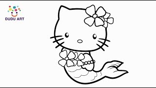 簡易繪圖｜美人魚凱蒂貓｜學顏色認知｜Hello Kitty系列（九 ... 