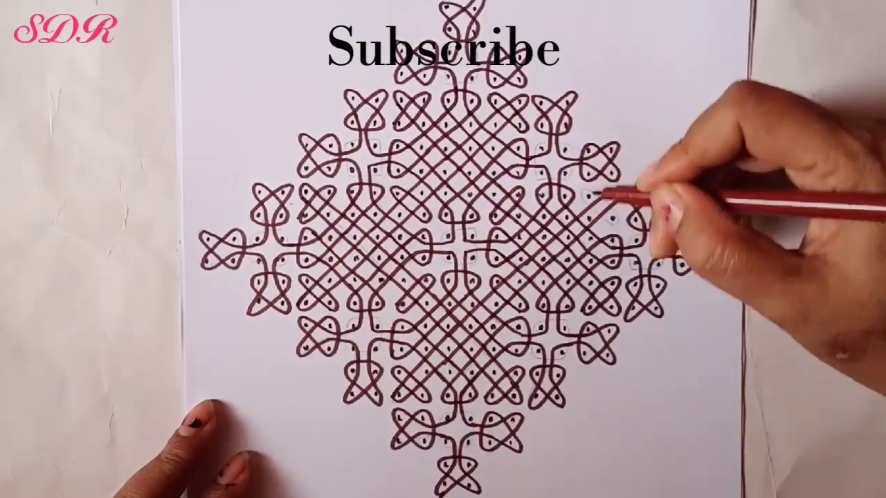 22 - 2 - 2 Straight Dots || Beautiful Chikku Designer Rangoli || Sikku