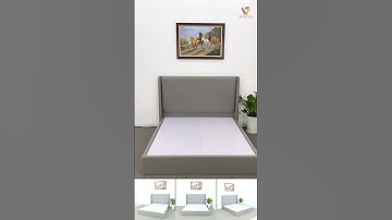 Giường Ngủ Bọc Nỉ Hiện Đại Gỗ MDF Màu Ghi Xám | Nội Thất Viva