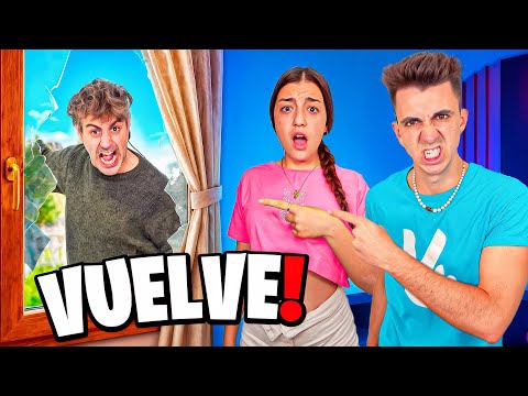 THE CRAZY NEIGHBOR IS BACK WHILE WE PLAY ROBLOX! *we're scared*