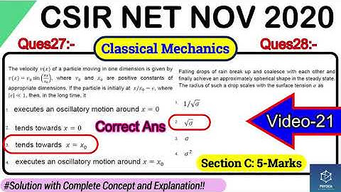 21. Classical Mechanics Solutions| CSIR NET NOV 2020| Section-C: 5-Marks| Complete Solution| NTA