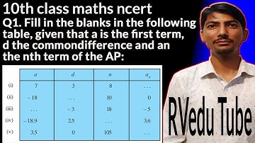 fill in the blanks in the following table given that a is the first term d the common difference