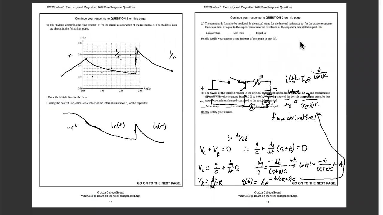 AP Physics C Electricity & Set 2 2022 FRQ Solutions YouTube