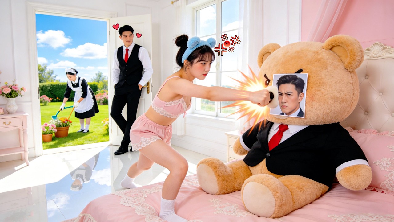 PDG méprise sa faible fiancée…usqu'à la voir tabasser une peluche en l'imaginant lui.Coup de foudre!