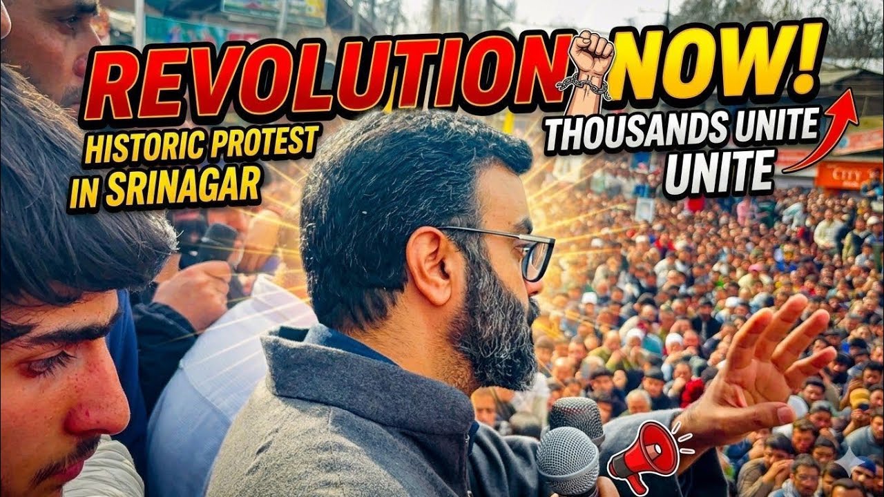 Budgam residents stage peaceful protest, Member of Parliament Ruhullah Mehdi participate