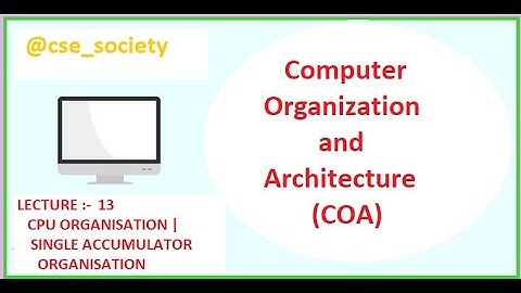 L :- 13 CPU ORGANISATION | SINGLE ACCUMULATOR ORGANISATION