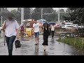 Дождь застал многих кишиневцев врасплох: люди идут без зонта и по лужам