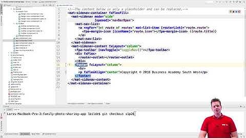 The Advanced Photo Sharing App | S1p26 | Centering text in the footer using flexlayout