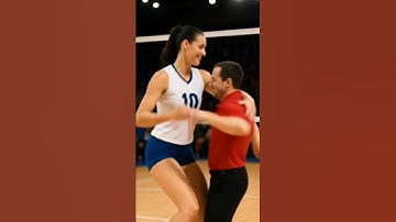 Incredible Height Difference! Tall Volleyball Player & Coach Side by Side