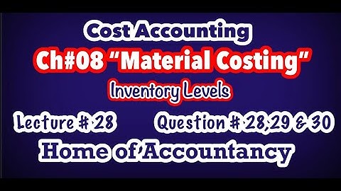 Lecture # 28 || Ch # 08 Material Costing || EOQ || Q # 28, 29 & 30 || Cost Accounting ||