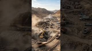 Excavators Digging Dry Valley