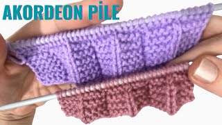 Akordeon Pile Örgü Modeli Yapımı İki Şiş Örgü Modelleri Knitting Patterns