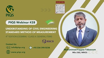 PIQS Webinar 28 | About Understanding of CESMM 4th Edition – Class A | 1st Seesion for Series